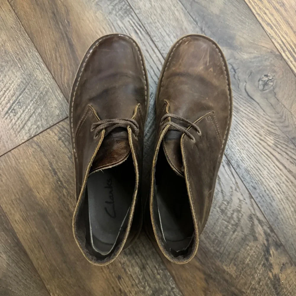 Clarks Bushacre 2 Mens Beeswax Brown Leather Chukka Desert Boots Size 9M